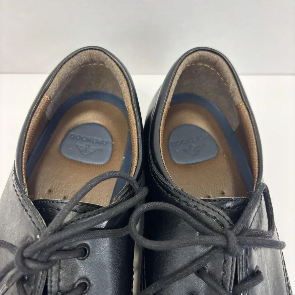 Dockers Cap Toe Derby Dress Shoes Mens Size 14W Black Leather Comfort Cushion